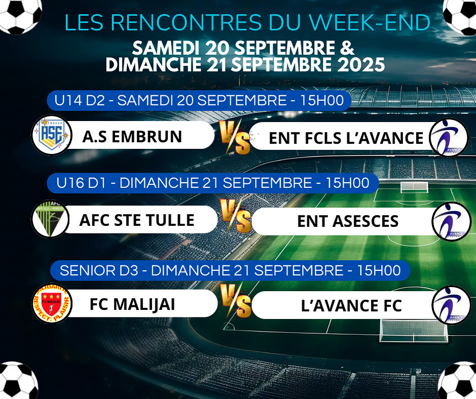 ⚽🔥 LES MATCHS DU WEEK-END 🔥⚽